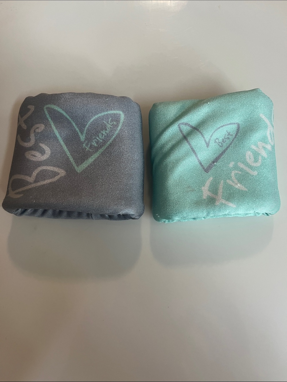 Women’s Athletic Sweatbands - Gray & Mint Green Heart Print